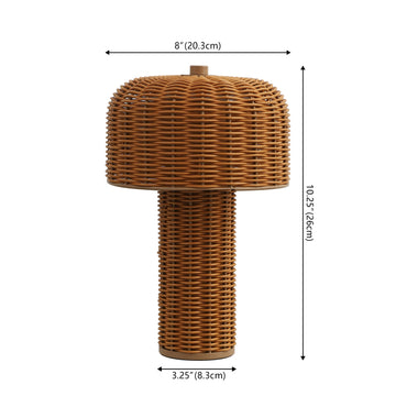 Mia 10" Modern Scandinavian Indoor/Outdoor Faux Wicker Rechargeable/Cordless Dimmable Integrated LED Table Lamp, Set of 2